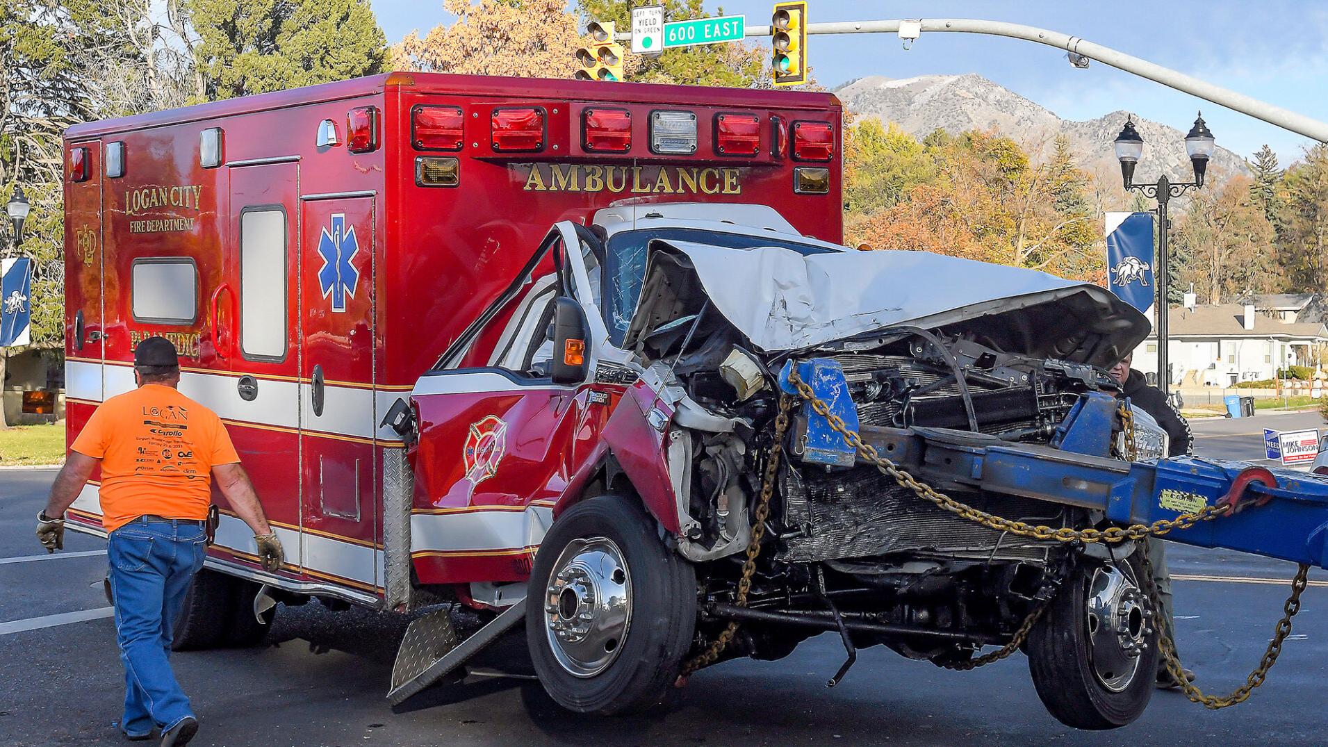 Fire in Logan leads to ambulance crashing, injuring at least one